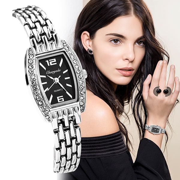 

women rhinestone quartz watches fashion new design women girl ladies luxury stainless steel black and white wristwatches relojes, Slivery;brown