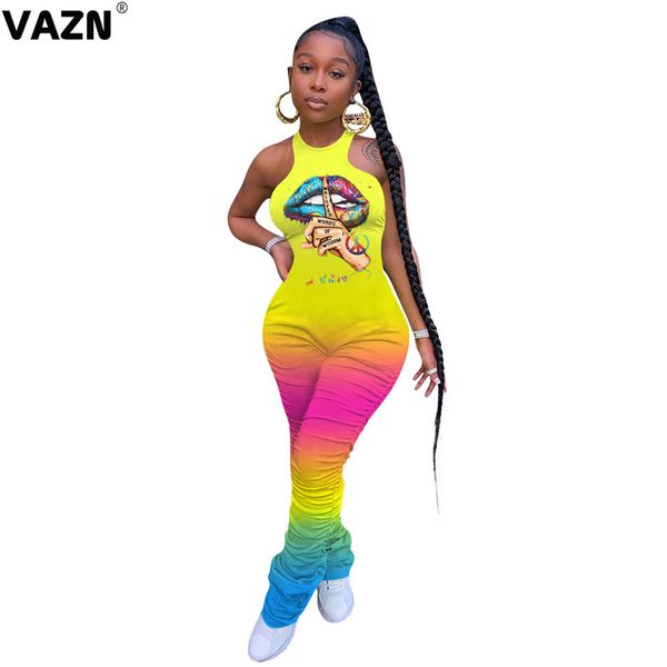 

vazn 2020 new elegant women ladies cartoon rompers shinny jumpsuit fashion sleeveless halter jumpsuits, Black;white
