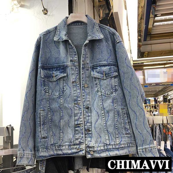 

new fashion streetwear women loose jeans coat 2020 autumn new drilling denim jacket female casual denim coats, Black;brown