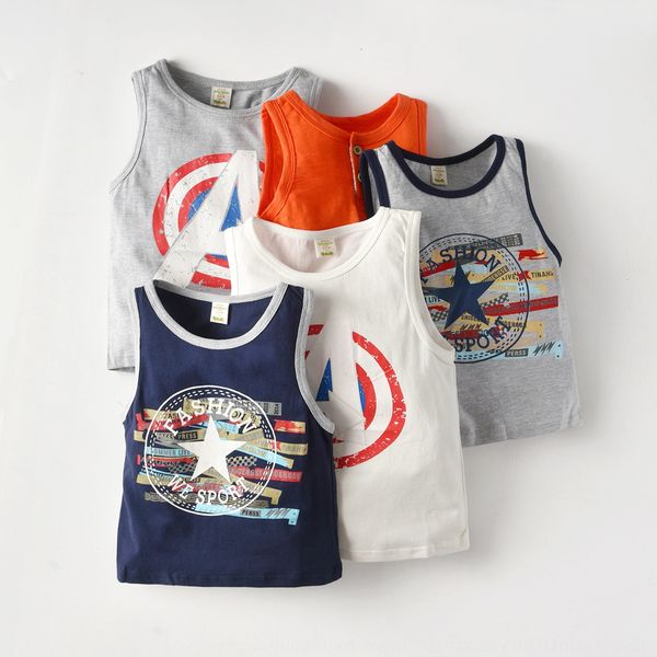 

wear boy cartoon vest 2020 vest children's clothing new children's baby cotton sleeveless t-shirt, Blue