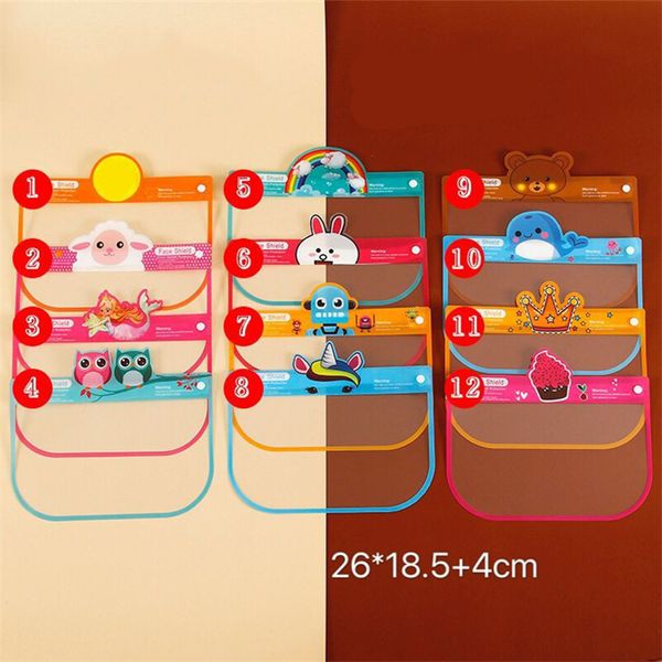 

kids face shield cartoon print full face mask cover transparent dustproof anti-fog protective masks for children pet face shield 12 style dh, Blue
