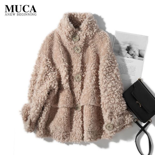 

2020 women winter natural lamb fur coat female real sheep shearing single breasted jacket thick warm fur short overcoats a239, Black