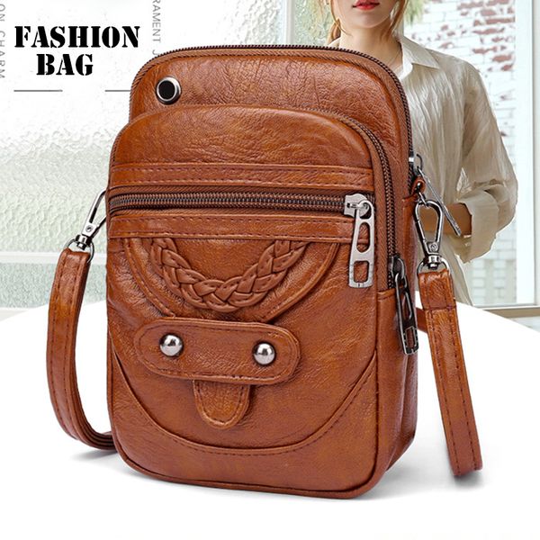 

fashion women shoulder bag 2020 new pu leather crossbody bag retro mobile phone multifunction shoulder lady handbag sac
