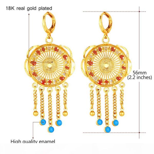 

new trendy gold dangle earrings for women enamel 18k real gold plated tassel earrings, Silver
