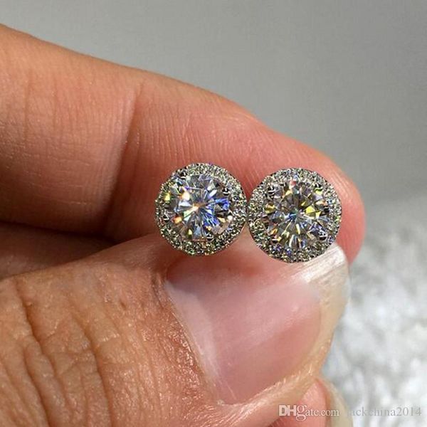 

choucong new luxury jewelry 925 sterling silver round cut white clear 5a cubic zirconia popular party women wedding stud earring, Golden;silver
