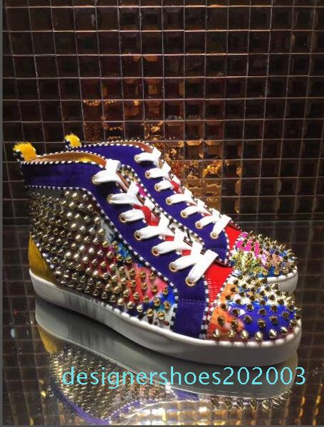 

real picture red bottom sneakers men luxury red yellow spikes fashion casual mens womens shoes 2018 designer leisure trainers footwear d03, Black