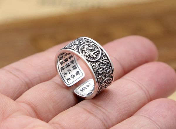 

real 925 sterling silver opening ring jewelry for men vintage dragon tiger bird snake turtle ancient animals s218