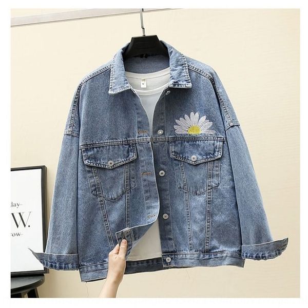 

women's denim coat coat embroidered coat2020 new korean style loose heavy work embroidery old student casual all-match jacket, Black;brown