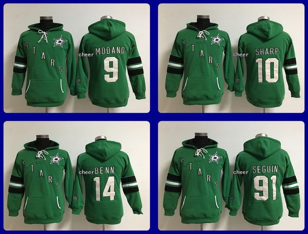 

2016 new dallas stars 9 modano 10 sharp 14 benn 91 seguin green women hoodies jersey hockey jerseys wholesale drop shipping, Black;red