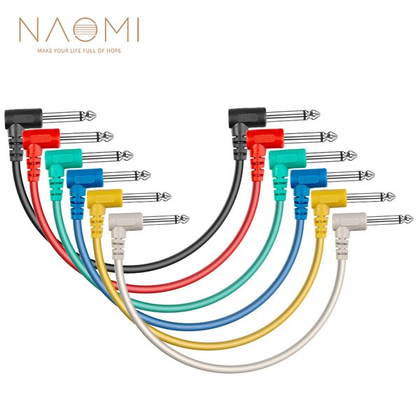 

NAOMI 6pcs/Set Guitar Effect Pedal Cables Colorful Plastic Guitar Patch Cables Angled For Electric Guitar Effect Pedals