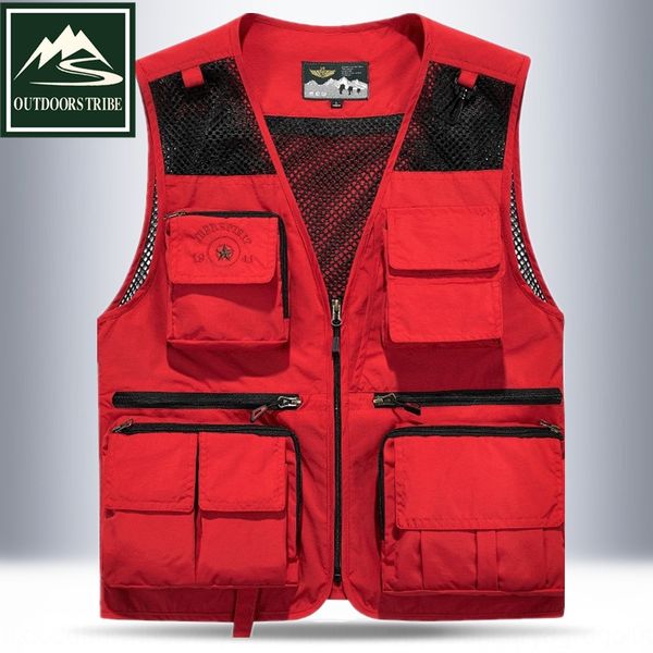 

autumn new men's large size multi pocket fishing pgraphy director vest loose big pocket vest, Black;white