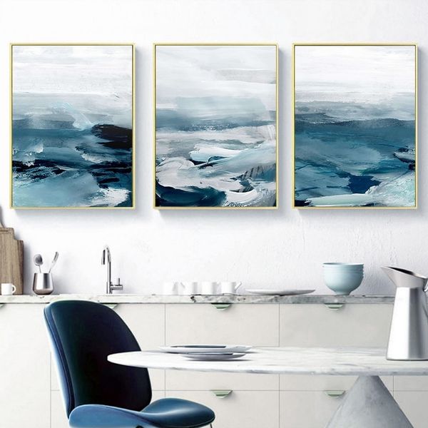 

3 panels abstract ocean scenery wall art canvas painting minimalist nordic posters prints wall picture for living room home wall decor