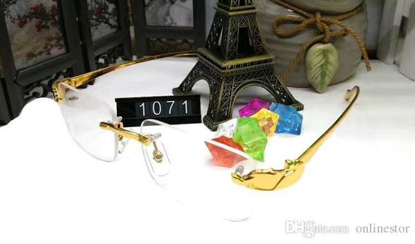 

new arrival 2017 fashion brand rimless sunglasses gold metal men women buffalo horn sun glasses mirror alloy frame brand designer sunglasses, White;black