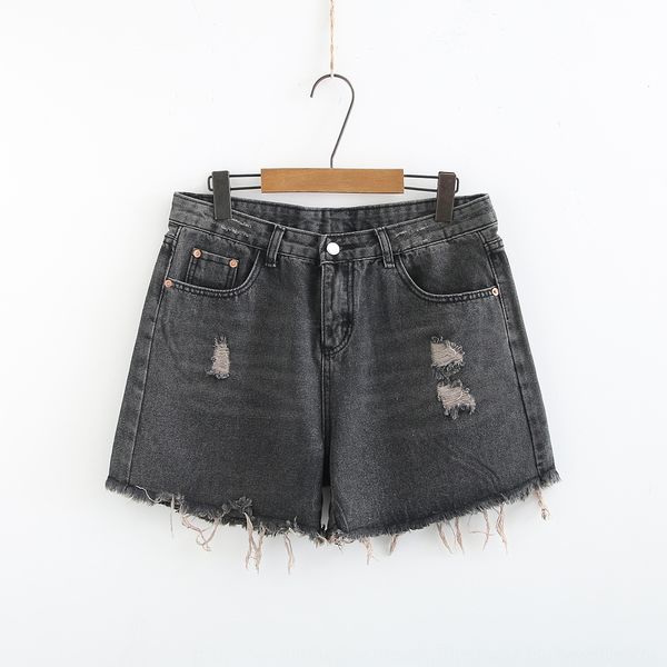 

plus size women's worn denim shorts women's outer wear 2019 summer new fat mm slimming coat shorts pants pants sy606, Blue