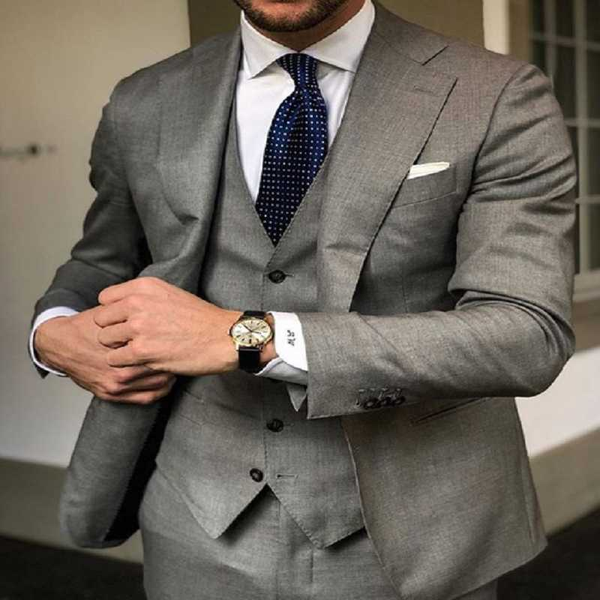 

thorndike 2020 new arrive tailor made clasic grey men suits 3 pieces slim fit groom suits men prom tuxedo male blazer+pants+vest, White;black