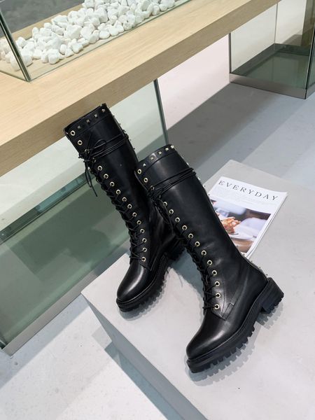 

j2020 fashion rivet boots luxury ladies work lace ankle boots, leather strap zipper high heels christmas gift belt box us 4-10