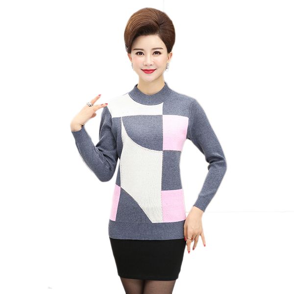 

women's sweaters fashion 2021 autumn winter mother turtleneck loose sweater pullover women knitted shirts long sleeve warm jumper, White;black
