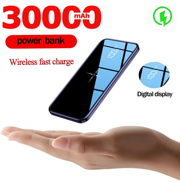

30000mah portable wireless mobile power bank outdoor office travel emergency charger supply for smart phones