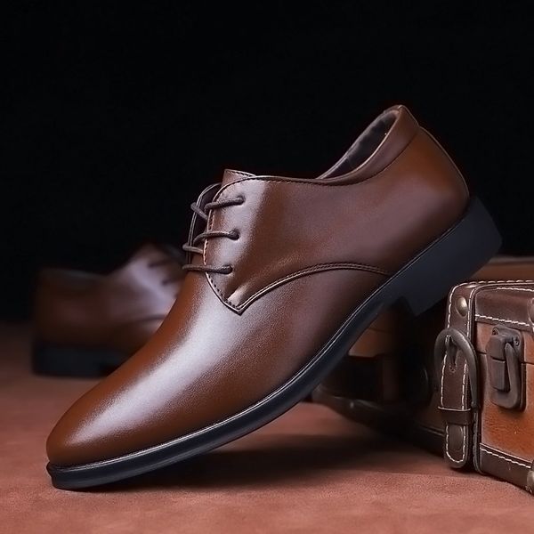 

dress shoes spring brown men's oxford leather fashion luxury formal comfortable classic mens designer zapatos hombre 2021, Black