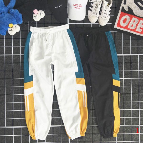 

20s s/s mens designer pants with panelled pattern drawstring sport pants casual streetwear nine points sweatpants size m-4xl, Black