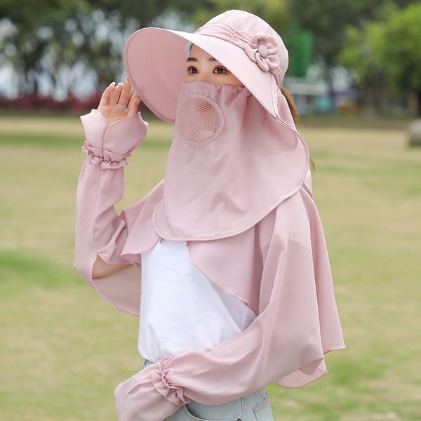 

female sun big edge sunscreen outdoor cool sun bicycle sunshade hat uv-proof tea-picking cycling sunshade hat, Blue;gray