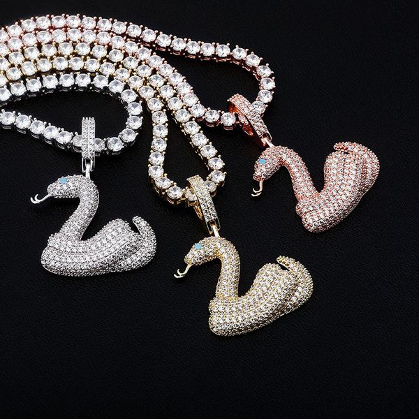 

gold silver color full cz snake pendant necklace rope chain for men women punk jewelry gift