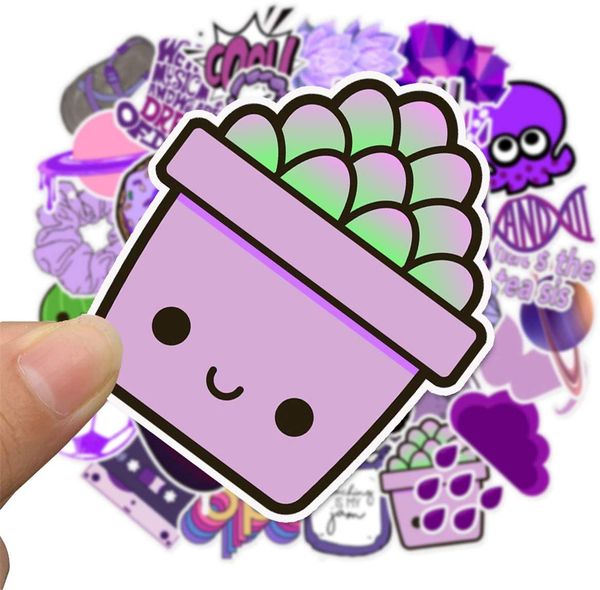 

pack of 50pcs wholesale purple vsco style stickers cute lovely non-random decal lapskateboard motor bottle car decal bulk lots