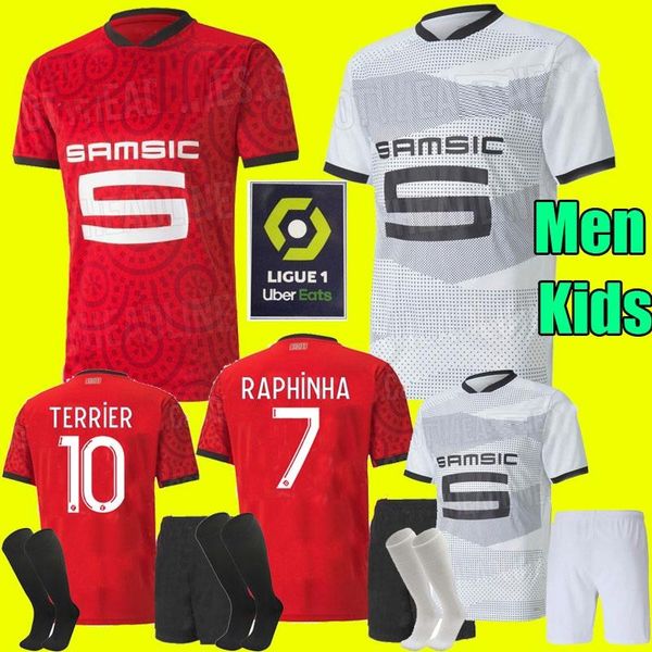 

men kids 20 21 rennes soccer jersey 2020 2021 raphinha niang terrier j.martin stade rennais fc bourigeaud home away football shirts, Black;yellow