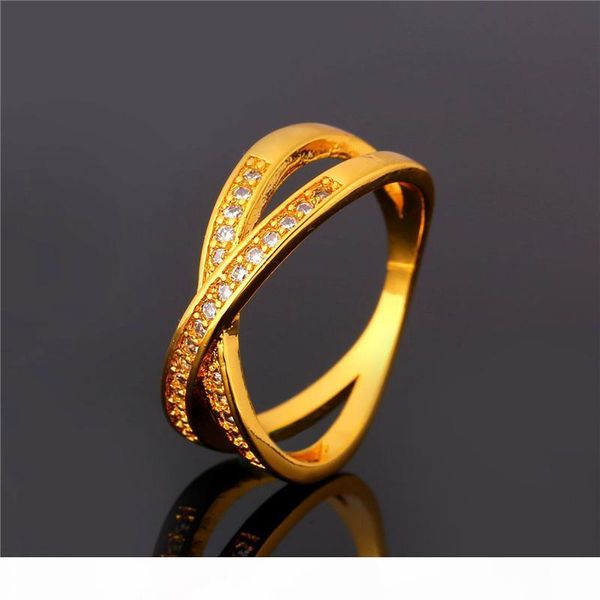 

женщины или мужчины 18k real gold platinum plated слоистые кольца с коробкой подарка оптовая intersect циркониевого кольцо, Golden;silver