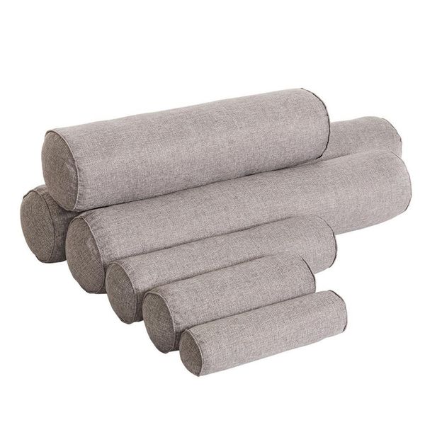 

removable solid color round cervical pillow bed roll cushion head leg back support light travel column pillow
