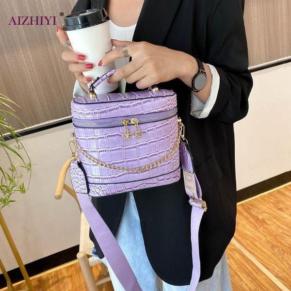 

alligator pu women shoulder bag lady bucket solid color leather travel casual handbag totes