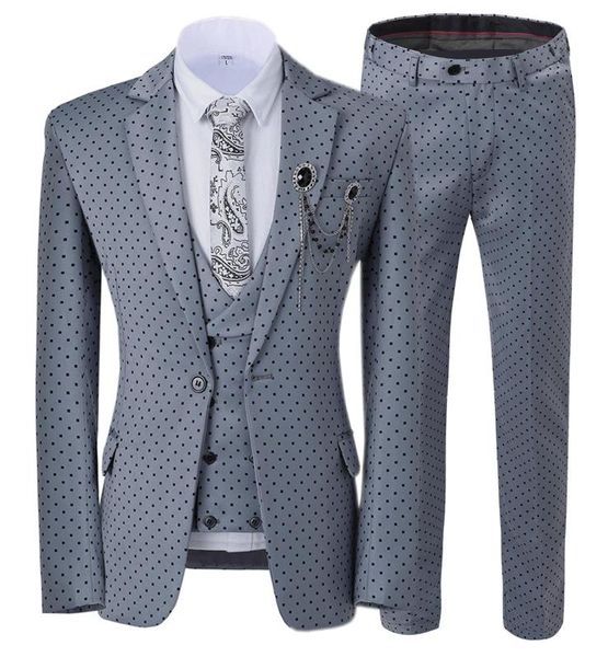 

mens suits wave point three pieces men dress suits casual commuter office business for wedding(blazer+vest+pants, White;black