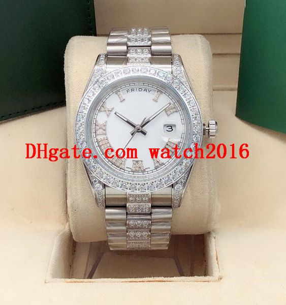 

new version 11 style 18038 diamond roman numeral green dial 18k gold 41mm automatic fashion men's luxury watches