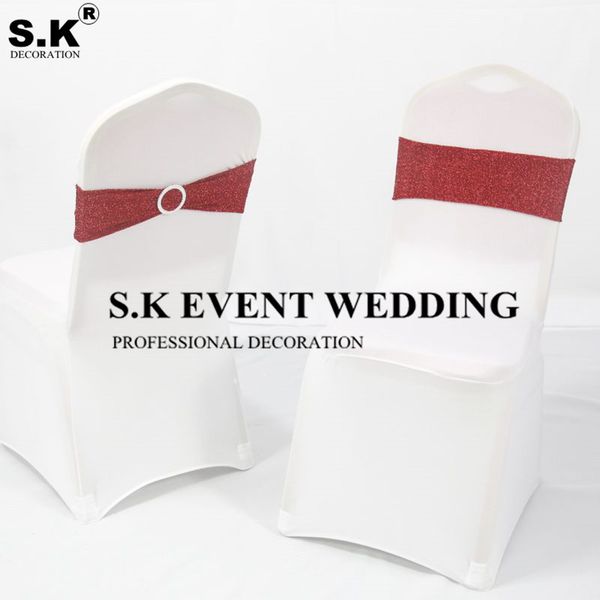 

25pcs shiny sequin chair band sash glitter bow fit on chair cover for wedding banquet event decoration