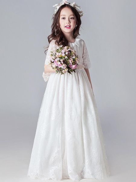 

customized flower girl dress for wedding girls birthday dress sweep train girls pageant party dress kids communion gown, Red;yellow