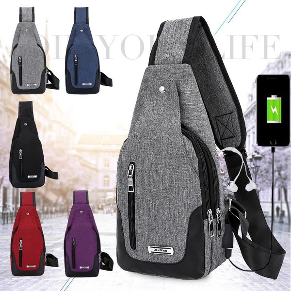 

new korean men's fashion chest shoulder shoulder casual chest bag men's messenger bag oxford waterproof, White