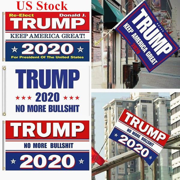 

US Stock 2020 Election Trump Flags 90*150cm Polyester Printed Trump Flag Keep America Great Again President Campaign Banner DHL Shipping
