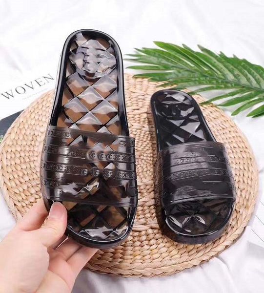 

fashion man women's sandals designer shoes bohemian diamond slippers woman flats flip flops shoes summer beach sandals sh09 ch03, Black