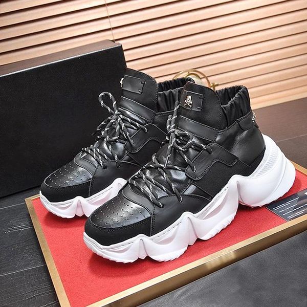 

fast delivery high sneakers monster 0 .2 mens breathable shoes chunky sneakers lace -up scarpe da uomo vintage lightweight sports shoes, Black