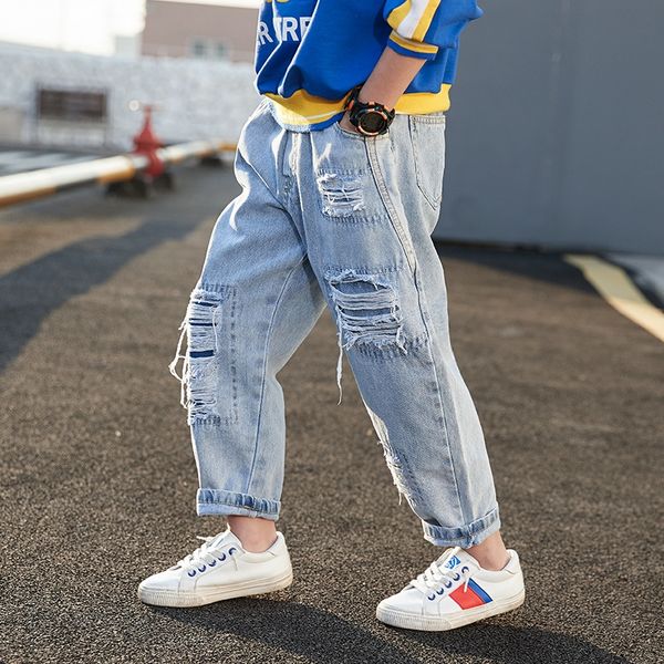 

vunqd boysjeans 2020 new spring and autumn clothing western style casual korean casual pantyjeans children's style children's pant, Blue