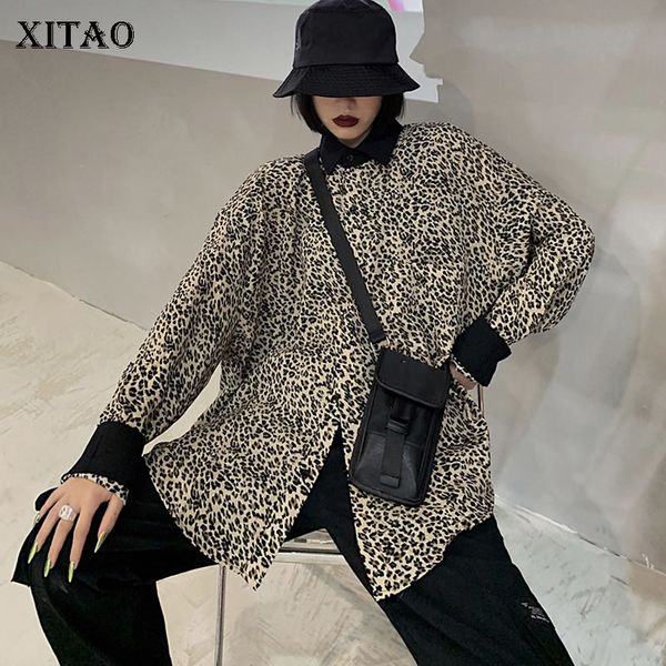 

xitao леопардовый pattern shirt женщины осень повседневная мода новый стиль все match убавьте воротник полный рукав блузка zp1816, White