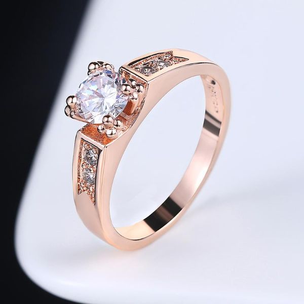 

cubic zirconia 4 claw wedding/engagement rings rose gold color fashion brand cz stone jewelry for women/lady anel dfr051, Golden;silver