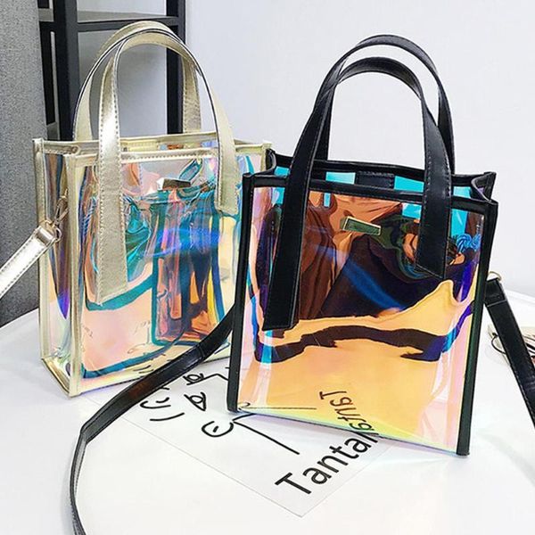 

luxury band women pvc shoulder bag fashion transparent clear handbag messenger bags jelly candy color crossbody bag tote purse