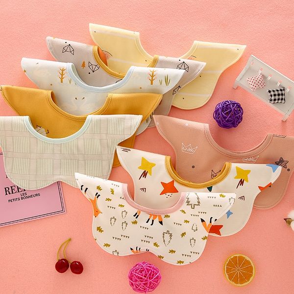 

cotton flower baby bib children's 360-degree rotating waterproof bib newborn saliva towel saliva towel