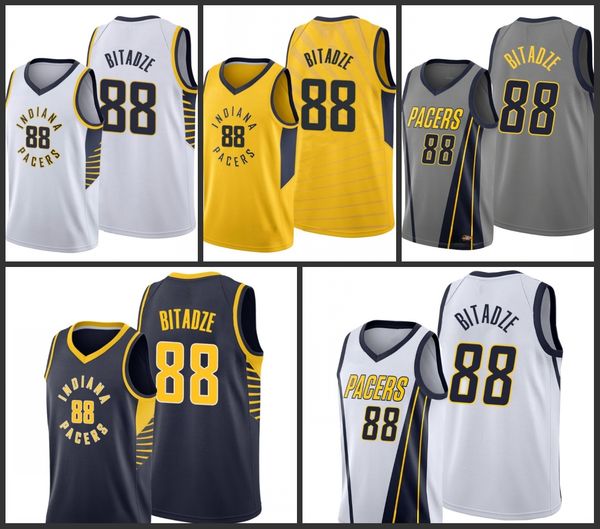 

indiana pacers goga bitadze men city basketball jersey, Black