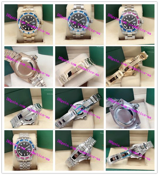 

8 style latest version gm/t ii 40mm steel 116710 116759 diamond ruby bezel 18k white gold jubilee band automatic fashion men's watches