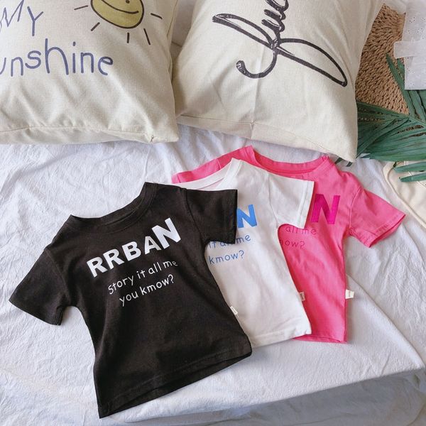 

special offer t-shirt 2020 children's t-shirt coat new men's and women's children's korean style letter printing short s, Blue