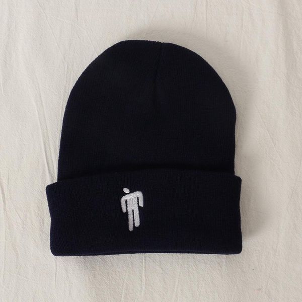 

embroidery billie eilish beanie hat women mens knitted caps warm winter hats for women men solid hip-hop casual cuffed beanies bonnet, Blue;gray
