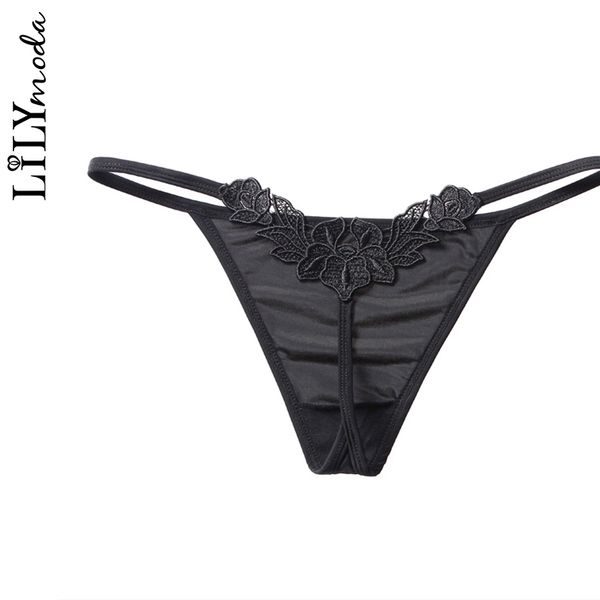

lilymoda summer new multi-color women cozy comfortable lace briefs thongs underwear lingerie g strings for beach femme, Black;pink