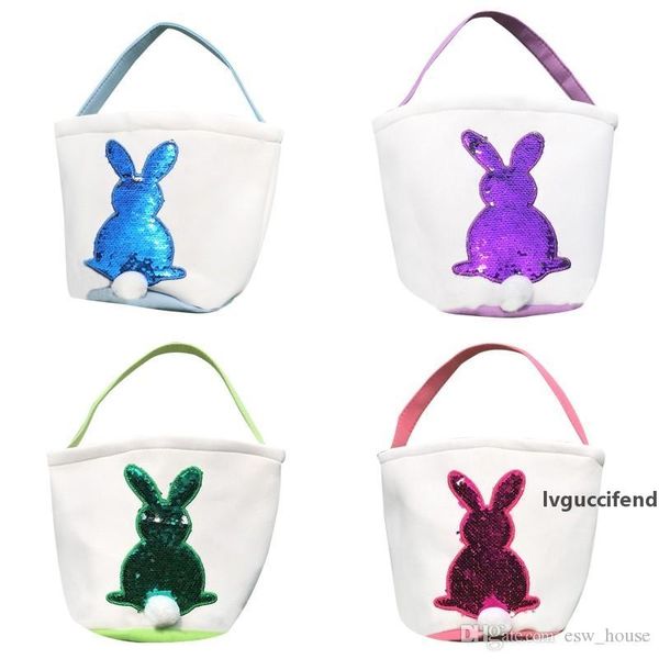 

sequin easter bunny baskets rabbit handbags canvas bunny printed storage bag easter gift bag sequins rabbit candy bags
